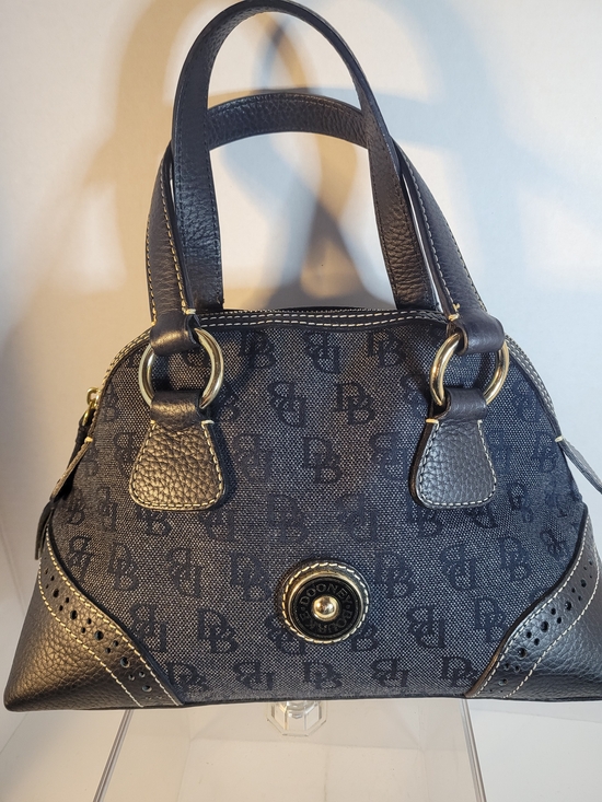 Dooney & Bourke Handbags - Dooney And Bourke Navy Blue Canvas And Leather Handbag Purse (Q)